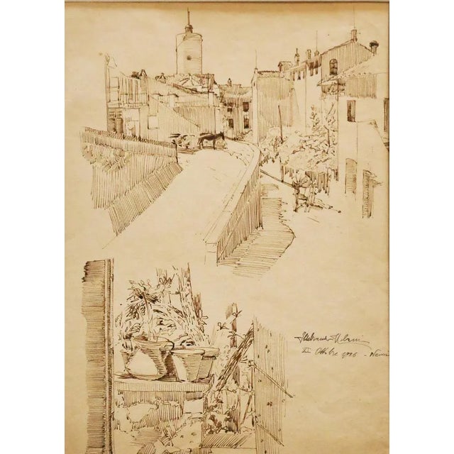 Ildebrando Urbani, Nemi, Ink Drawing by Ildebrando Urbani, Early 20th Century For Sale - Image 3 of 3