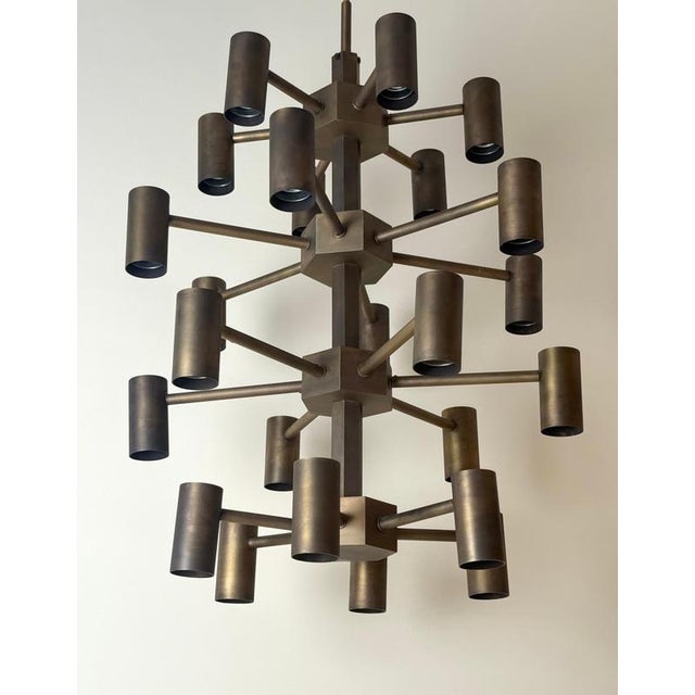 Mid-Century Brass 24-Light Chandelier attributed to Gotthold Schönwandt, Germany, 1960s For Sale - Image 11 of 18