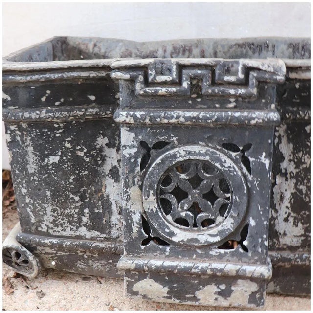 Large English Gothic Revival Painted Lead Manor House Scupper Boxes A