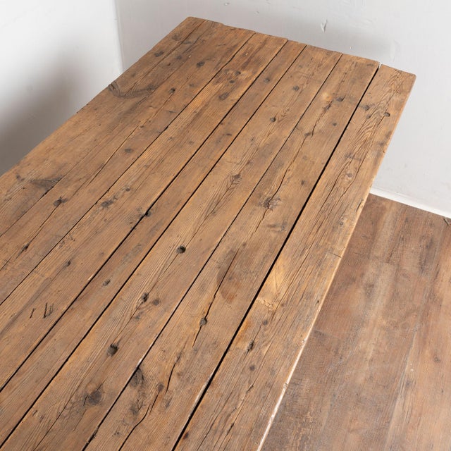 19th Century Long Rustic Work Console Table Kitchen Island For Sale - Image 6 of 14