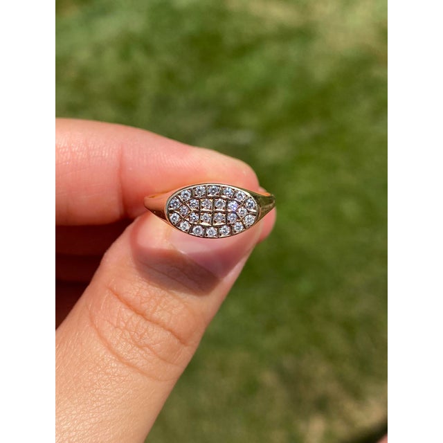 Contemporary The Three Waters Lane: Mid Century Natural Diamond Signet Ring For Sale - Image 3 of 11