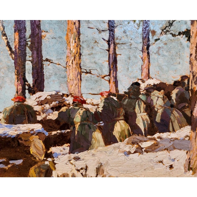 1910s Mikhail Markelovich Guzhavin -Cossack Soldiers in Trench -1910s Oil Painting For Sale - Image 5 of 9