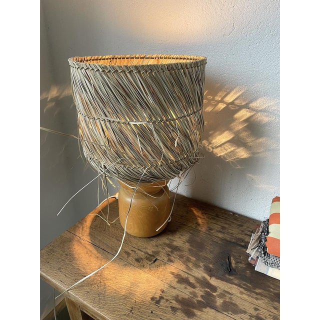 Vintage Wood and Straw Lamp, 1950s For Sale - Image 10 of 18