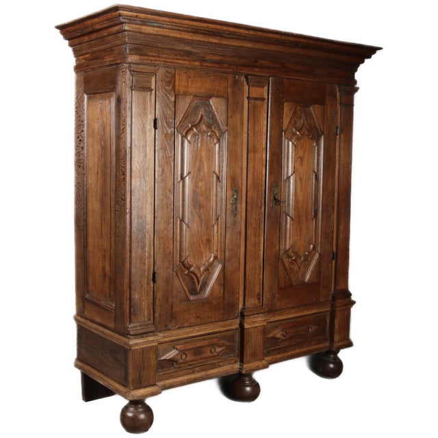 Age and Origin: The cabinet likely dates from around 1730 and is probably from East Frisia, Germany. Dimensions: Height...