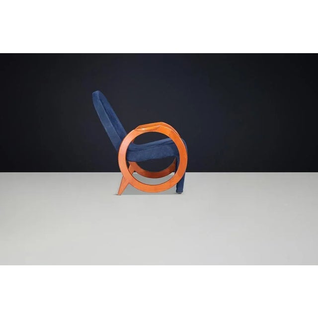 Wood Postmodern Italian Armchair in Original Fabric, 1970s For Sale - Image 7 of 10