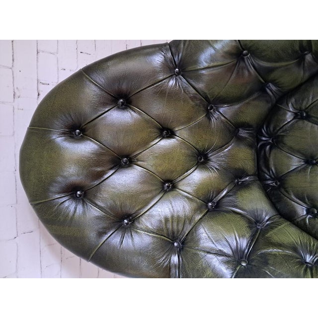 Vintage Chesterfield Style Chair in Green Leather, 1980s For Sale - Image 6 of 18