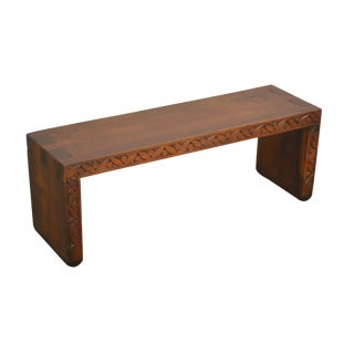 Dovetailed Top Custom Studio Vintage Carved Low Table For Sale