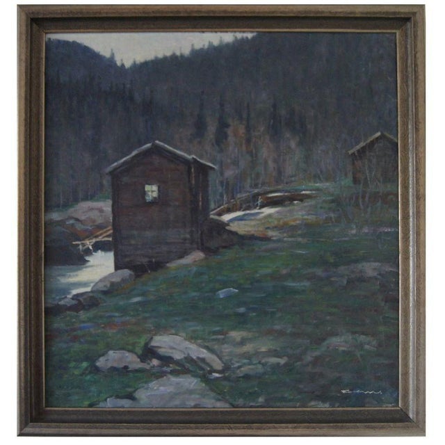 Modern Sigurd Fosnes, Norwegian Landscape, Oil on Canvas For Sale - Image 3 of 4