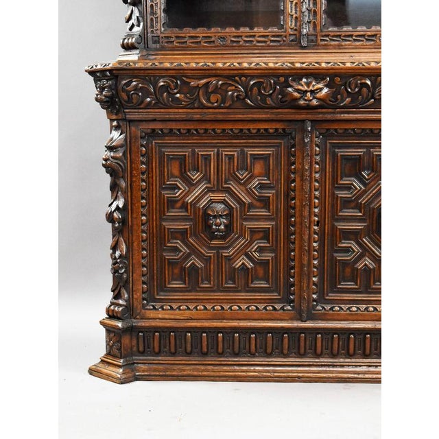 Victorian Carved Oak Bookcase, 1880 For Sale - Image 4 of 13