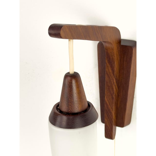 Wall Light in Teak and Opaline Glass, 1960s For Sale - Image 6 of 13
