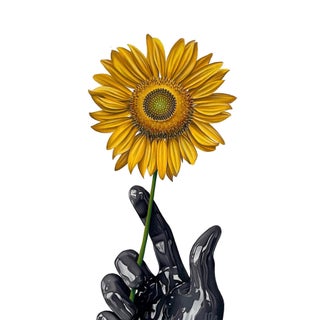 Golden Hour by Tanner Valant | Color pencil on paper Hand holding a sunflower. For Sale