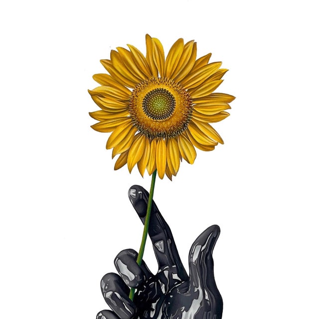 Golden Hour by Tanner Valant | Color pencil on paper Hand holding a sunflower. For Sale
