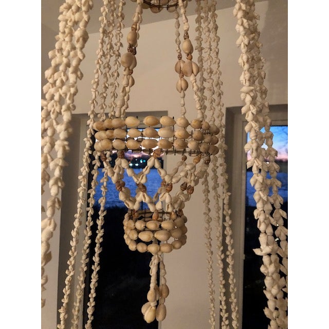 1970s 1970s Large Vintage Seashell Chandelier / Hanging Plant Hanger - Boho Chic For Sale - Image 5 of 9