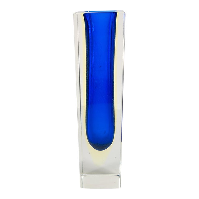 Mid-Century Italian Murano Uranium Art Glass Vase Attributed to Flavio Poli For Sale