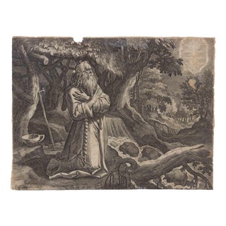 Johannes Sadeler I, Saint Efraim the Hermit, Etching, Late 16th Century For Sale
