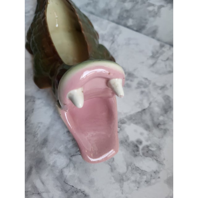 1960s Freeman McFarlin Jardiniere Majolica Pottery Alligator Planter, Attributed For Sale - Image 4 of 14