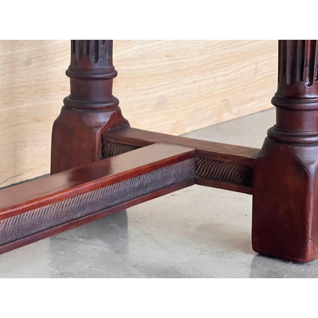 Early 20th Century Catalan Spanish Carved Walnut Console Table with Two Drawers For Sale - Image 13 of 18