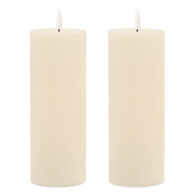 2020s FIA Wick Ivory Pillar Candle (Set of 2) For Sale - Image 5 of 5