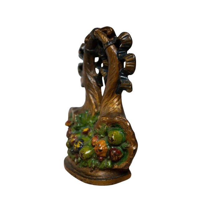 Hubley Manufacturing Company Early 20th Century Hubley #132 Cornucopias Painted Cast Iron Doorstop For Sale - Image 4 of 8