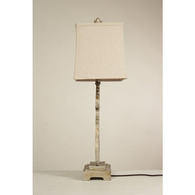 Traditional Pair of Silver Painted Table Lamps - a Pair For Sale - Image 18 of 18