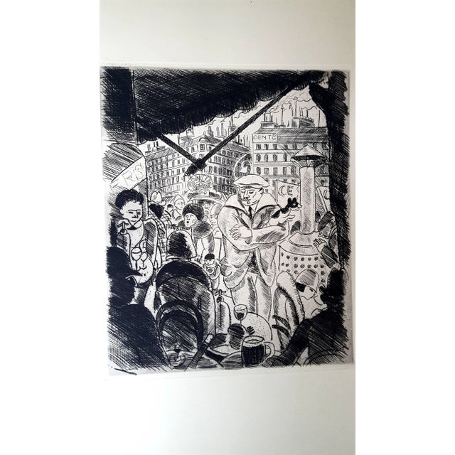 Pierre Falké - Paris' Terrasse - Original Etching 1927 For Sale - Image 3 of 3