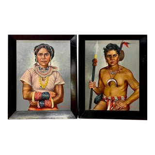 A Pair of Indigenous Filipino Portraits by F. O. Tanglao For Sale