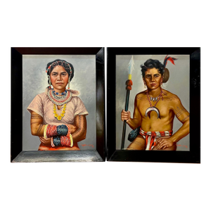 A Pair of Indigenous Filipino Portraits by F. O. Tanglao
