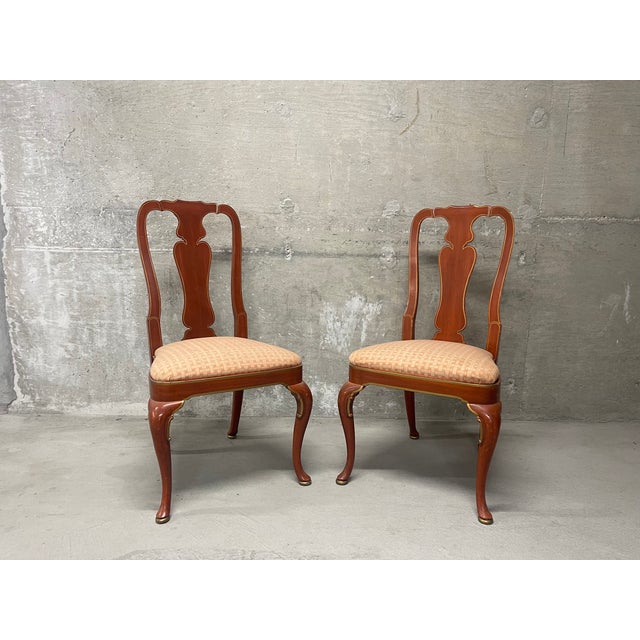 1980s Pair of 1980s Queen Anne Style Side or Dining Chairs For Sale - Image 5 of 11