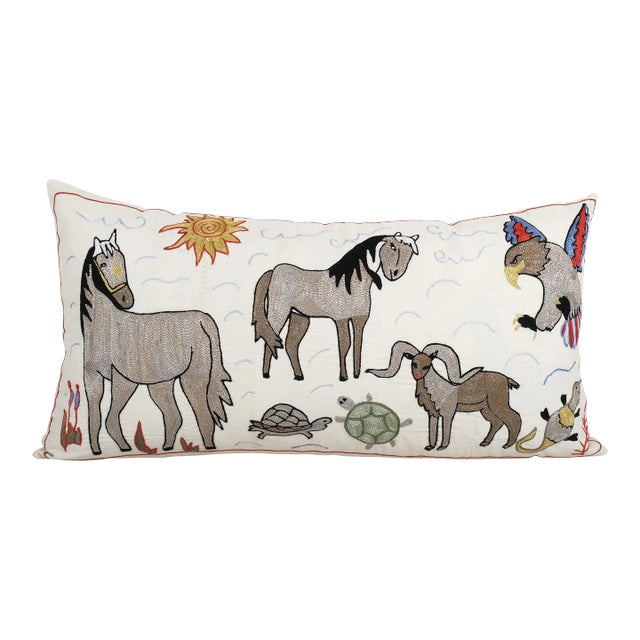 Suzani Horse Pictorial Bedding Cushion For Sale