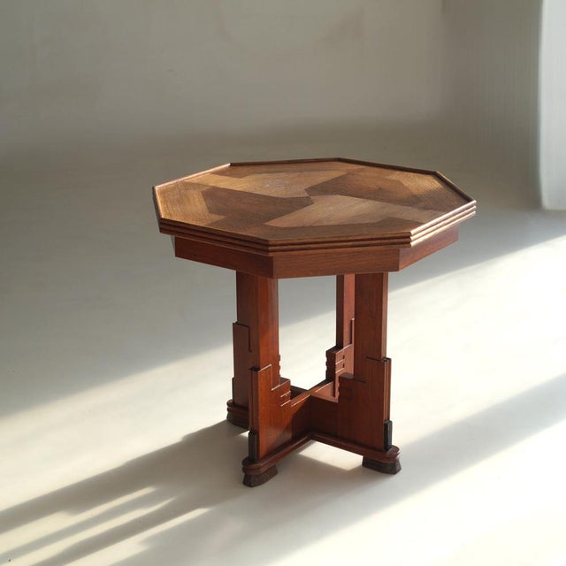 Amsterdam School Expressionist Table with Octagonal Top, Netherlands, 1920s For Sale - Image 12 of 17
