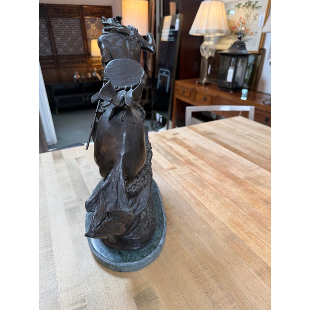 Fredeic Remington Roman Bronze Cheyenne Statue on Marble For Sale - Image 11 of 12