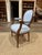 Pair of Louis XVI Style Fauteuils Carved Walnut Arm Chairs Blue White Damask Floral For Sale - Image 4 of 8