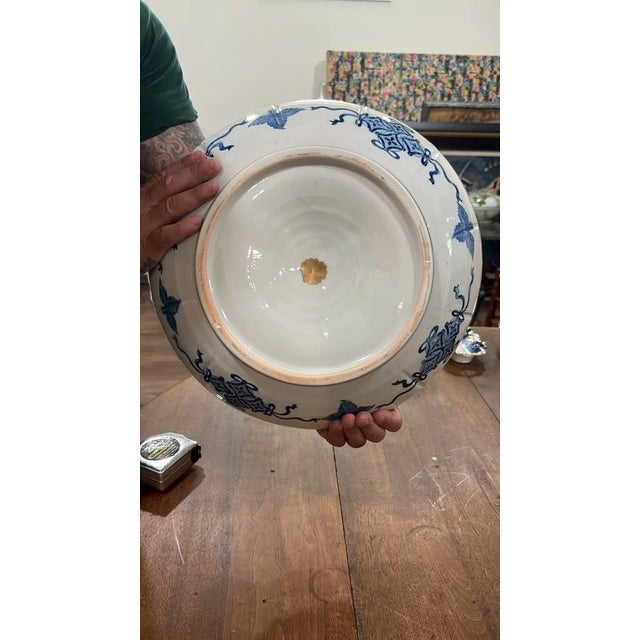 Large Vintage Japanese Imari Porcelain Centerpiece Bowl For Sale - Image 4 of 5