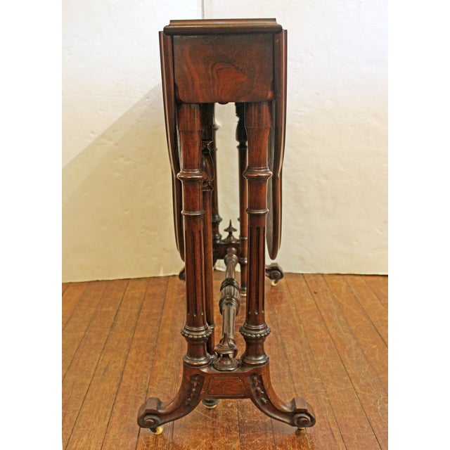 Circa 1840s English Turtle Top Walnut Sutherland Table For Sale - Image 4 of 6