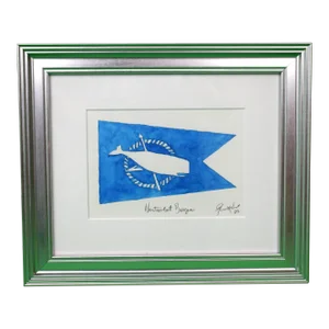 Nantucket Whale Burgee Watercolor Painting 2023, Framed