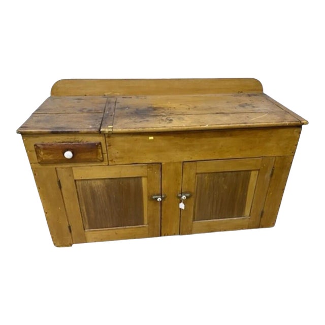 Antique Country Primiti Pumpkin Pine Dry Sink / Sideboard / Server For Sale
