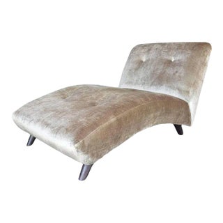 1980s Brown Velvet Chaise Lounge For Sale