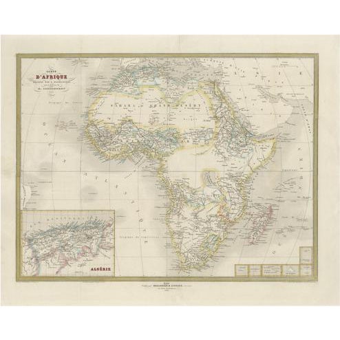 French Map of Africa with Sahara, Egypt and Algeria by Cortambert, 1864 For Sale