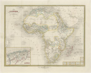 French Map of Africa with Sahara, Egypt and Algeria by Cortambert, 1864