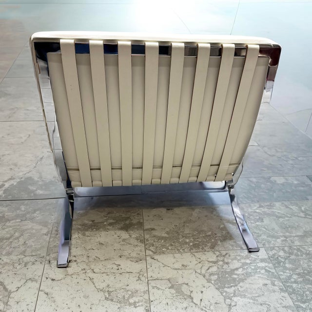 Ivory Set of Barcelona Chair and Ottoman by Ludwig Mies Van Der Rohe for Knoll International, 2000s, Set of 2 For Sale - Image 8 of 12