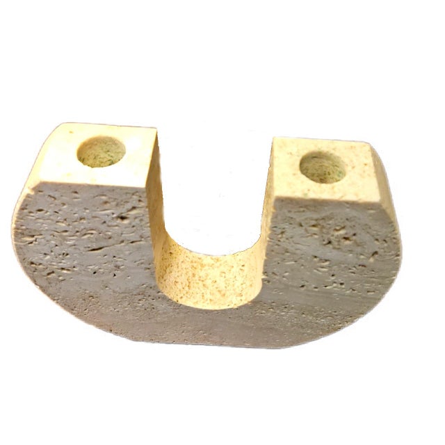 Mid-Century Modern Fratelli Mannelli for Raymor Travertine U-Form Candlestick, Italy 1970s For Sale - Image 3 of 5