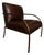 Global Views Swoop Chair in Lava Brindisi Leather & Bronze Iron For Sale