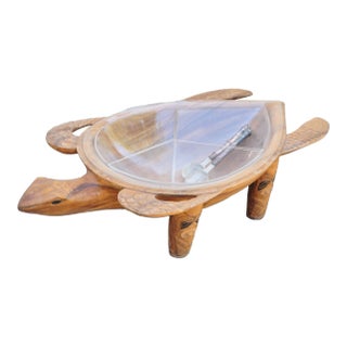 Huge One of a Kind Turtle Form Carved Wood Kava Bowl With Liners From Fiji For Sale