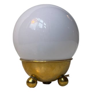 Small Vintage Scandinavian Snow Ball Table Light in Brass and Acrylic, 1970s For Sale