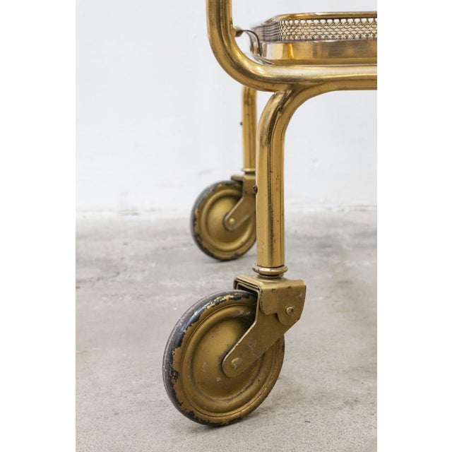 Brass and Glass Food Trolley, 1950s For Sale - Image 3 of 11