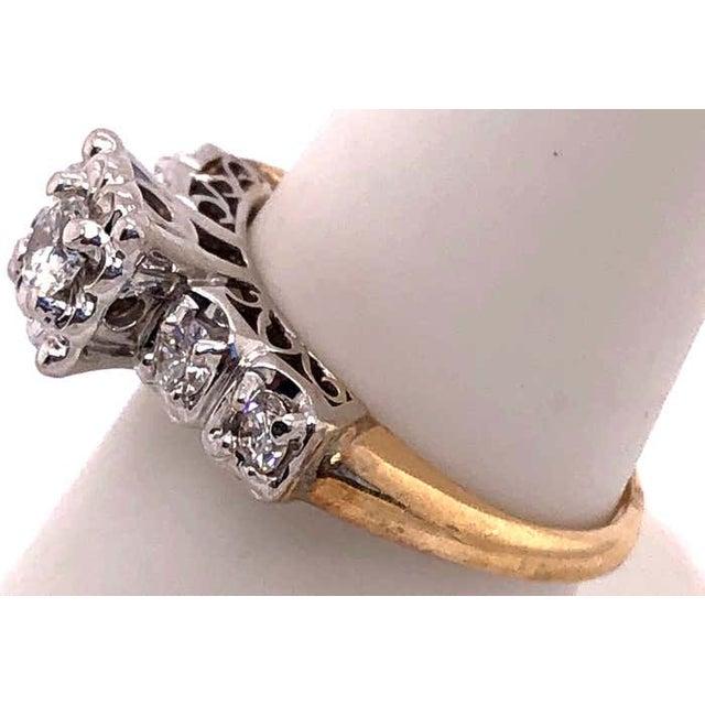 2010s 10 Karat Two-Tone Gold Diamond Engagement Ring 0.60 TDW, Size 7.25 For Sale - Image 5 of 9