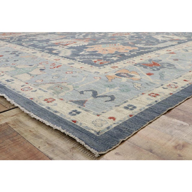 Vintage Blue Oushak Rug - 11'07 X 14'08 For Sale In Dallas - Image 6 of 9