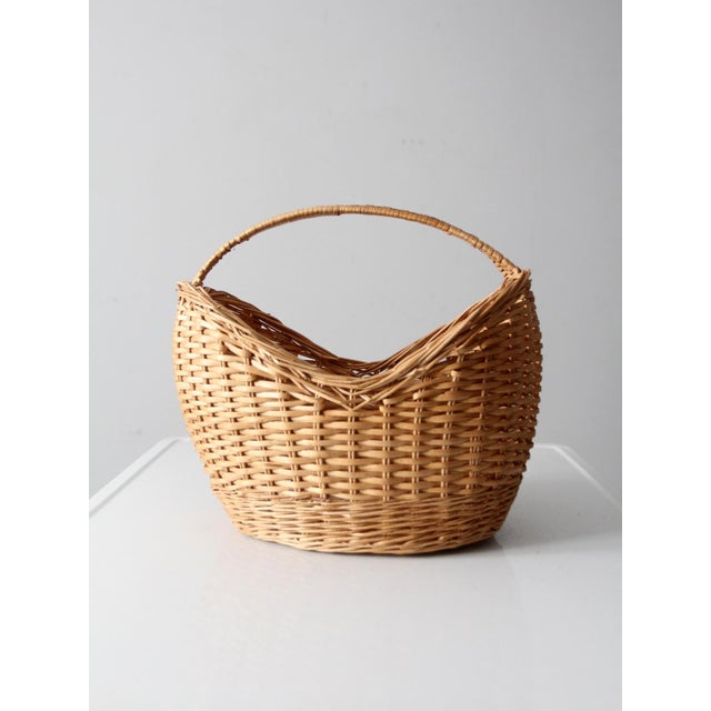 Vintage Wicker Gathering Basket For Sale - Image 6 of 11