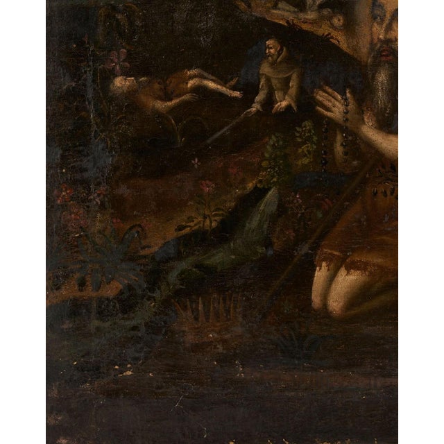Textile 19th Century Spanish Colonial Cuzco School Paintings, John the Baptist & Death of Joseph - Set of 2 For Sale - Image 7 of 13