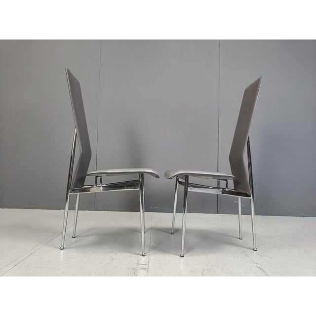 Vintage Dining Chairs by Giancarlo Vegni for Fasem, 1980s, Set of 8 For Sale - Image 10 of 11